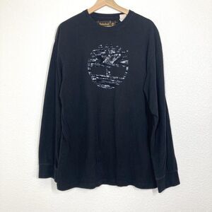 Timberland Shirt Mens Extra Large Black Long Sleeve Crewneck Tree Logo Graphic